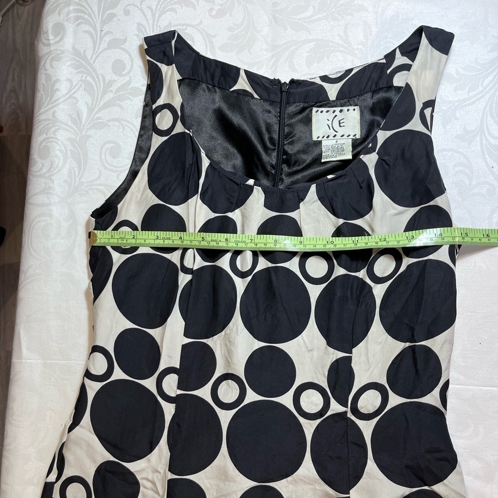 Ice 100% silk women’s black and cream geometric print midi dress Lined Size 4 - Picture 8 of 10